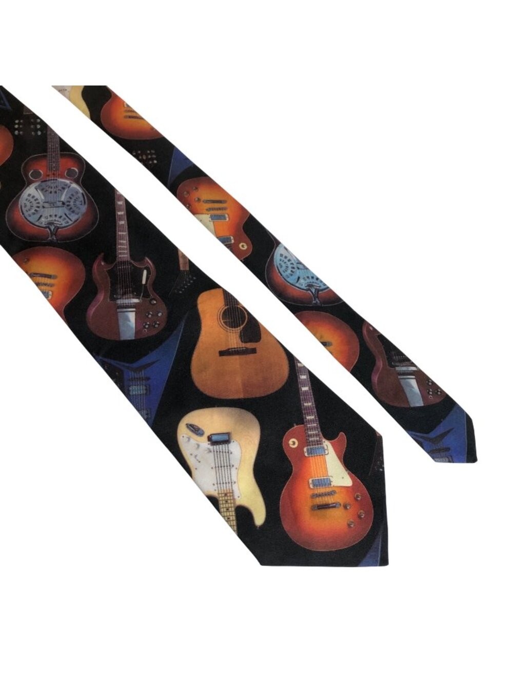 Ralph Marlin Guitar Themed Tie Black Polyester USA Office Music Gift